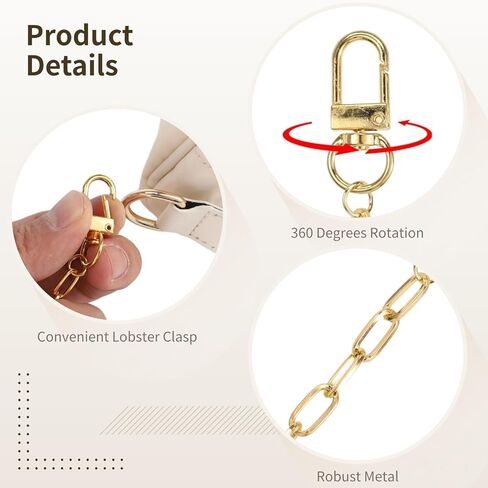 DORMIYA 50 Set Keychain Making Kit, Swivel Golden Metal Keychain Clip, Lobster Clasp Extender Chain, Bulk DIY Craft Accessories 50 Random Charms for Jewelry Bags Presents in Kuwait