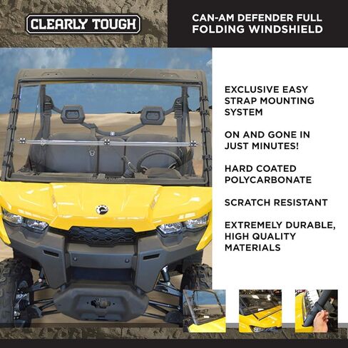 Clearly Tough’s Can-Am Defender Full Folding Windshield - Scratch Resistant – Extremely Verstile | Premium Lexan MR10 w/ Hard Coat - Made in America! in Saudi Arabia