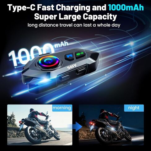 Motorcycle Bluetooth Headset-2 Rider Motorcycle Intercom with Noise Reduction/Waterproof/1000mAh Battery Helmet Speakers Compatible for Most Helmets（ Riding/Snowmobile/Cycling/Sports in Saudi Arabia