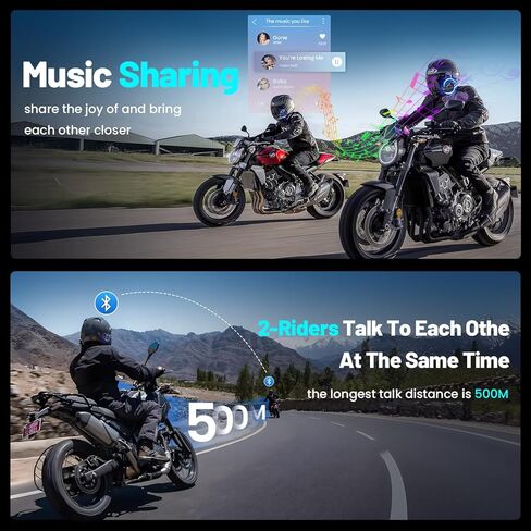 Motorcycle Bluetooth Headset-2 Rider Motorcycle Intercom with Noise Reduction/Waterproof/1000mAh Battery Helmet Speakers Compatible for Most Helmets（ Riding/Snowmobile/Cycling/Sports in Saudi Arabia
