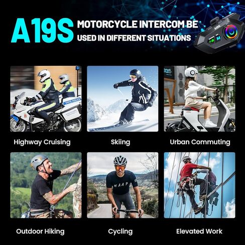 Motorcycle Bluetooth Headset-2 Rider Motorcycle Intercom with Noise Reduction/Waterproof/1000mAh Battery Helmet Speakers Compatible for Most Helmets（ Riding/Snowmobile/Cycling/Sports in Saudi Arabia