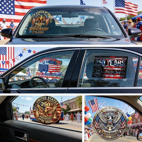 5pcs 250th Anniversary USA Car Decal Sticker,7.85 in American Patriotic 4th of July 1776–2026 for Car,Truck,SUV,Window,Laptop,250 Years American Independence Decorations Bumper Stickers in Kuwait