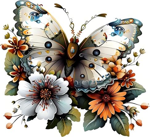 “Flower Butterfly Car Stickers, Waterproof Vinyl Decals for Vehicles, Self-Adhesive Bumper & Body Stickers, Decorative Anime & Flower Design, Removable, Scratch-Resistant, 2-Pack 5.5-Inch" in Saudi Arabia