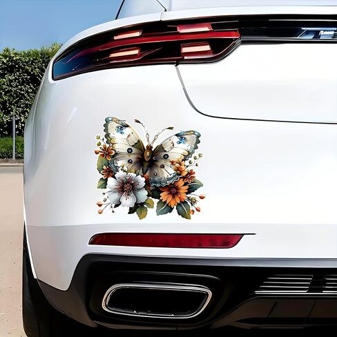 “Flower Butterfly Car Stickers, Waterproof Vinyl Decals for Vehicles, Self-Adhesive Bumper & Body Stickers, Decorative Anime & Flower Design, Removable, Scratch-Resistant, 2-Pack 5.5-Inch" in Saudi Arabia