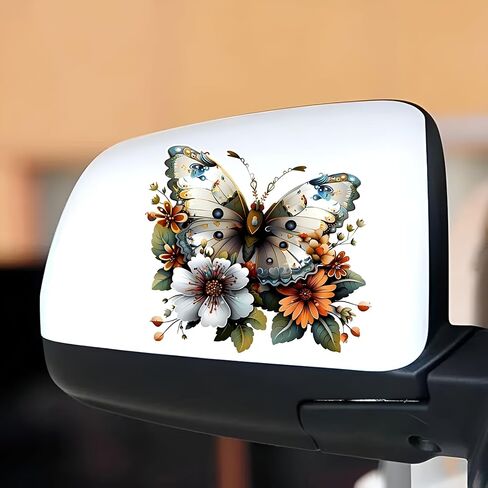 “Flower Butterfly Car Stickers, Waterproof Vinyl Decals for Vehicles, Self-Adhesive Bumper & Body Stickers, Decorative Anime & Flower Design, Removable, Scratch-Resistant, 2-Pack 5.5-Inch" in Saudi Arabia