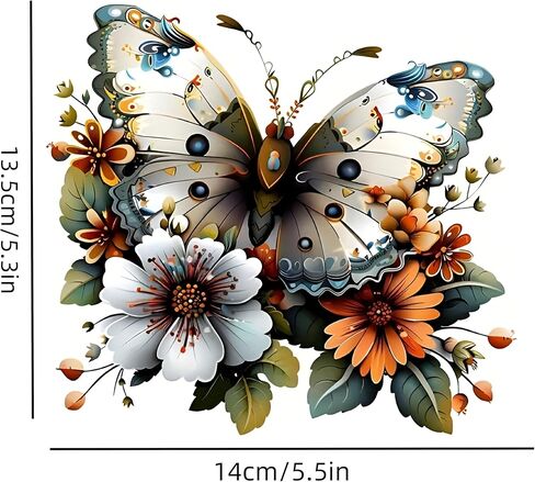 “Flower Butterfly Car Stickers, Waterproof Vinyl Decals for Vehicles, Self-Adhesive Bumper & Body Stickers, Decorative Anime & Flower Design, Removable, Scratch-Resistant, 2-Pack 5.5-Inch" in Saudi Arabia