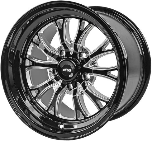 JEGS SSR Spike Wheel 15 x 10 | 5 x 4.5in.Wheel Bolt Pattern Spacing | +25mm Offset | 6.5in.Backspacing | Gloss Black with Milled Spoke Accents | 3.27in.Center Bore in Kuwait