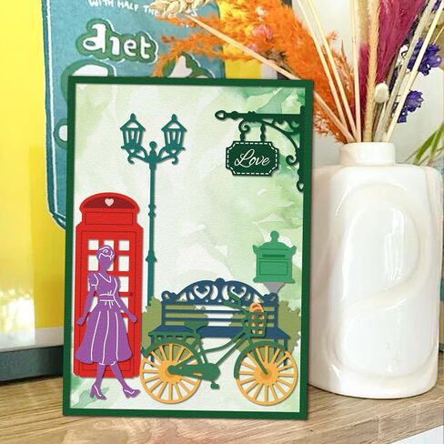 GLOBLELAND Paris Architecture Cutting Dies Metal France Tower Die Cuts Telephone Booths Street Lights Cutting Embossing Templates for Scrapbooking Crafts Paper Cards Making in Kuwait