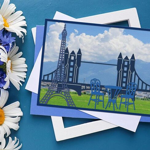 GLOBLELAND Paris Architecture Cutting Dies Metal France Tower Die Cuts Telephone Booths Street Lights Cutting Embossing Templates for Scrapbooking Crafts Paper Cards Making in Kuwait