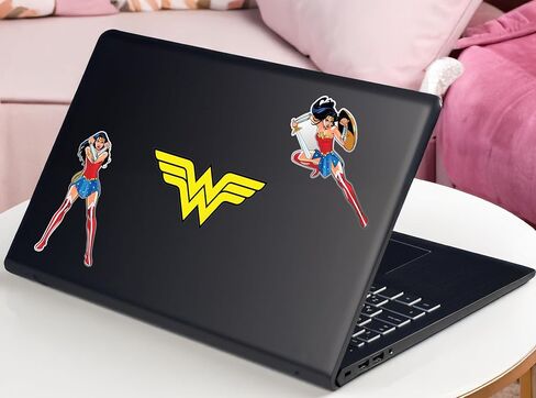 ملصقات كهربائية مرخصة رسميًا من DC Comics Wonder Woman in Action & رمز ديناميكي | ملصقات فينيل ممتازة مقاومة للطقس للسيارات وزجاجة المياه والهاتف والمزيد| صنع في الولايات المتحدة الأمريكية | مجموعة من 3 in Kuwait