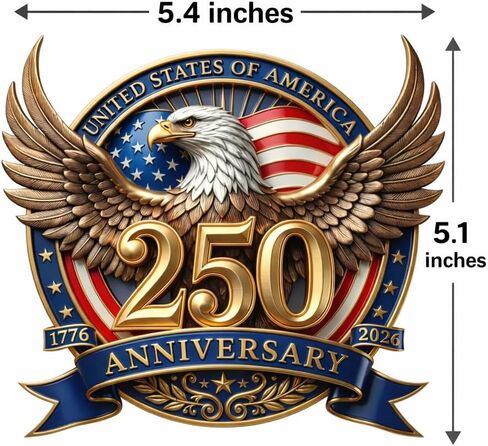 ملصق من الفينيل لذكرى الاستقلال من عام 1776 إلى 2026 - ملصق حرية العلم الأمريكي لصندوق أدوات الكمبيوتر المحمول في السيارة - صنع في الولايات المتحدة الأمريكية - 5.4 بوصة - عبوتان in Kuwait