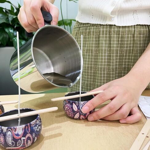 Phinicco 60oz 1.8L Candle Making Pouring Pot Wax Melting Pot and Spoon 304 Stainless Steel Candle Making Pitcher Heat-Resistant Handle in Kuwait