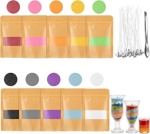 TRESSON 10 Color Sand Candle Wax with Wicks - Plant Pearled Candle Sand Set (1.76oz Each Color, 1.1lb/17.6oz Total DIY Refillable Candle Icewax for Handmade Candle Making in Saudi Arabia