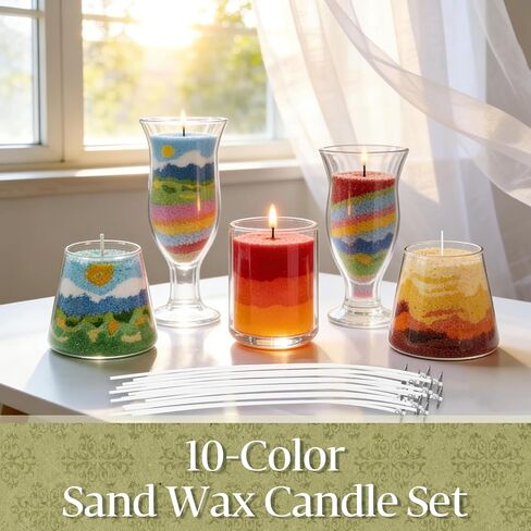TRESSON 10 Color Sand Candle Wax with Wicks - Plant Pearled Candle Sand Set (1.76oz Each Color, 1.1lb/17.6oz Total DIY Refillable Candle Icewax for Handmade Candle Making in Saudi Arabia