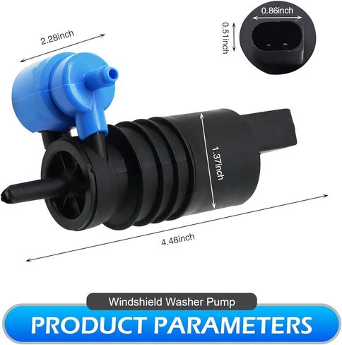 Windshield Washer Pump, 1J6955651 1K6955651 1T0955651A Front Window Washer Pump Fitting, with Rubber Grommets, Compatible with Volkswagen Audi Skoda (Black & Blue) in Kuwait