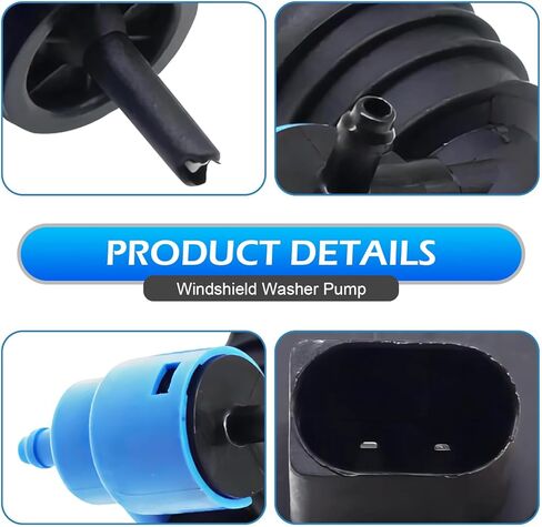 Windshield Washer Pump, 1J6955651 1K6955651 1T0955651A Front Window Washer Pump Fitting, with Rubber Grommets, Compatible with Volkswagen Audi Skoda (Black & Blue) in Kuwait