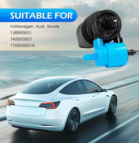 Windshield Washer Pump, 1J6955651 1K6955651 1T0955651A Front Window Washer Pump Fitting, with Rubber Grommets, Compatible with Volkswagen Audi Skoda (Black & Blue) in Kuwait