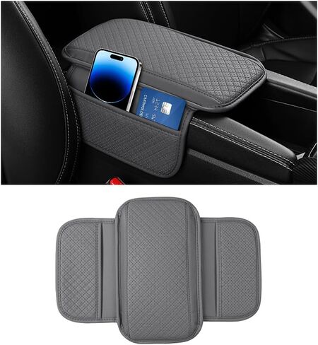 Car Center Console Cover, Vehicle Arm Rest Cover Cushion with 2 Storage Bags, Automotive Interior Armrest Box Middle Console Protector, Universal for SUV Sedan Truck (Black) in Kuwait