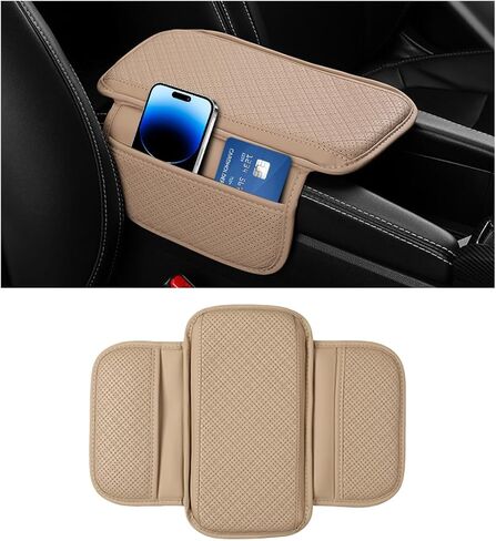 Car Center Console Cover, Vehicle Arm Rest Cover Cushion with 2 Storage Bags, Automotive Interior Armrest Box Middle Console Protector, Universal for SUV Sedan Truck (Black) in Kuwait