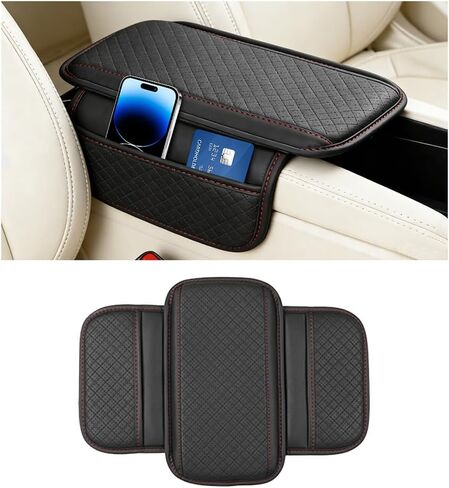 Car Center Console Cover, Vehicle Arm Rest Cover Cushion with 2 Storage Bags, Automotive Interior Armrest Box Middle Console Protector, Universal for SUV Sedan Truck (Black) in Kuwait