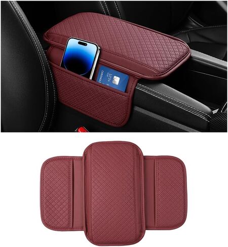 Car Center Console Cover, Vehicle Arm Rest Cover Cushion with 2 Storage Bags, Automotive Interior Armrest Box Middle Console Protector, Universal for SUV Sedan Truck (Black) in Kuwait