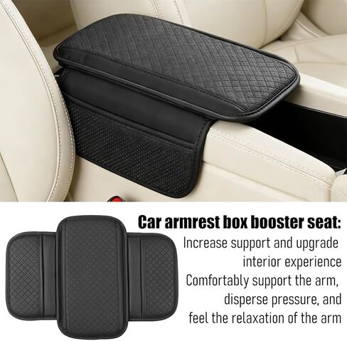 Car Center Console Cover, Vehicle Arm Rest Cover Cushion with 2 Storage Bags, Automotive Interior Armrest Box Middle Console Protector, Universal for SUV Sedan Truck (Black) in Kuwait