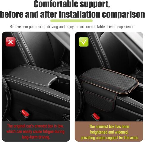 Car Center Console Cover, Vehicle Arm Rest Cover Cushion with 2 Storage Bags, Automotive Interior Armrest Box Middle Console Protector, Universal for SUV Sedan Truck (Black) in Kuwait