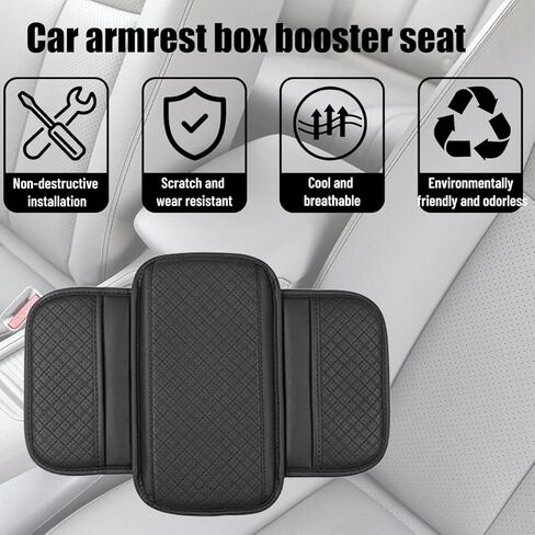 Car Center Console Cover, Vehicle Arm Rest Cover Cushion with 2 Storage Bags, Automotive Interior Armrest Box Middle Console Protector, Universal for SUV Sedan Truck (Black) in Kuwait
