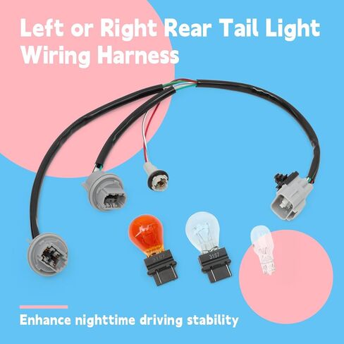 81555-0C070 Left or Right Rear Tail Light Wiring Harness Compatible with Toyota Tundra 2007-2014 Taillight Harness Socket with 3 Bulbs Replace 815550C070 81565-0C070 815650C070 in Saudi Arabia