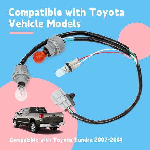 81555-0C070 Left or Right Rear Tail Light Wiring Harness Compatible with Toyota Tundra 2007-2014 Taillight Harness Socket with 3 Bulbs Replace 815550C070 81565-0C070 815650C070 in Saudi Arabia