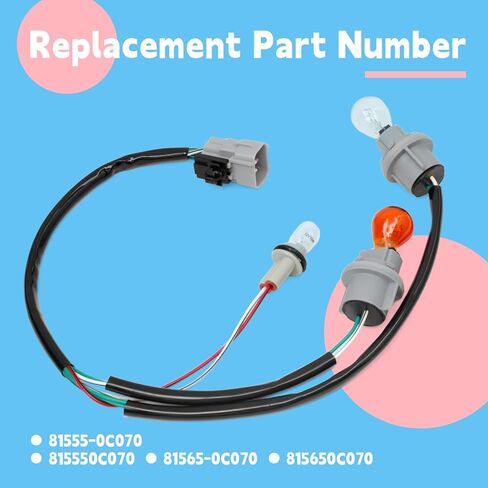81555-0C070 Left or Right Rear Tail Light Wiring Harness Compatible with Toyota Tundra 2007-2014 Taillight Harness Socket with 3 Bulbs Replace 815550C070 81565-0C070 815650C070 in Saudi Arabia