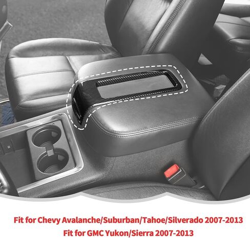 RT-TCZ Armrest Storage Box Cover Trim Decoration Interior Accessories for Chevy Avalanche/Suburban/Tahoe/Silverado 2007-2013,for GMC Yukon/Sierra 2007-2013 (Black Carbon Fiber) in Kuwait