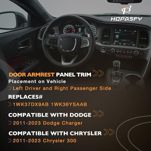 HQPASFY Door Armrest Trim Front, Compatible with 2011-2023 Dodge Charger Chrysler 300, Driver & Passenger Side Pair, Replaces# 1WK37DX9AB 1WK36YSAAB Black in Kuwait