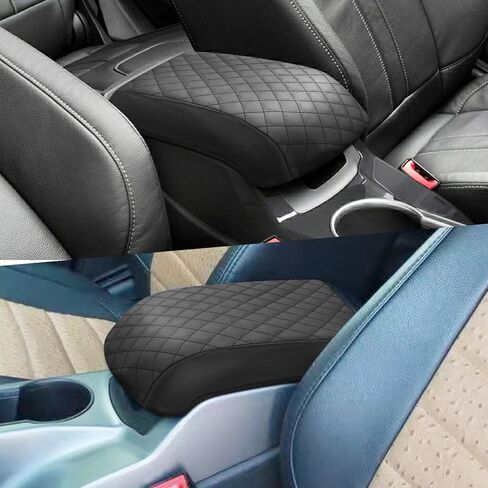 Center Console Cover Compatible with Ford Escape & Cmax 2013-2016, Leather Armrest Cover Lid Protector, Elbow Arm Rest Covering, Anti-Scratch, Black in Kuwait