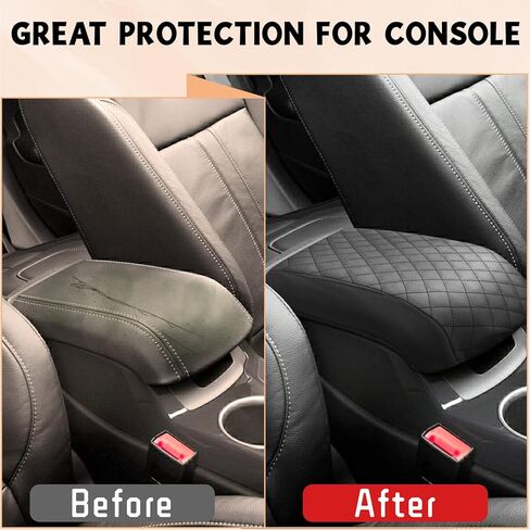 Center Console Cover Compatible with Ford Escape & Cmax 2013-2016, Leather Armrest Cover Lid Protector, Elbow Arm Rest Covering, Anti-Scratch, Black in Kuwait
