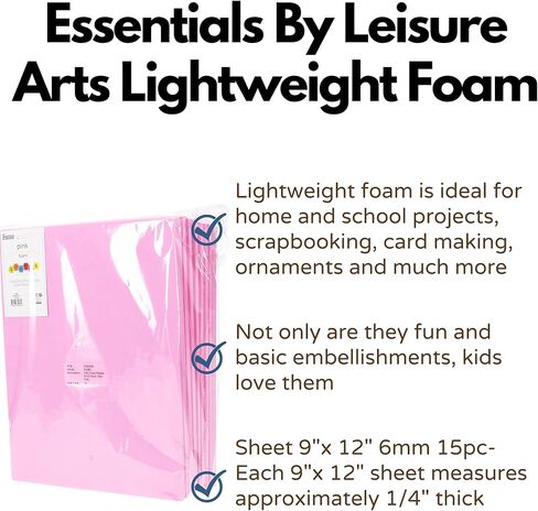EBL Foam Sheets 9x12" 6mm 15pc Pink in Kuwait