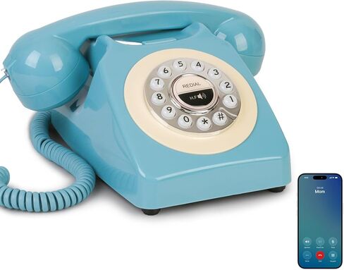 Bluetooth Landline Phone, Retro Bluetooth Home Phone, Vintage Old Fashioned Telephone with Speakerphone & Volume Control, Wireless Rechargeable Telephone for Bedroom, Home & Office, Blue in Saudi Arabia
