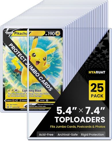 5.4" x 7.4" Jumbo Card Sleeves Hard Plastic, 25 Pack Toploaders Card Protectors Fits up to 5.67 x 7.64 in Oversized Trading Cards & Photos, 35PT Semi Rigid PVC Holder Archival Safe (Blue Tint) in Saudi Arabia