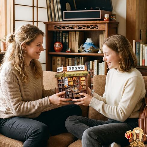 CUTEBEE Book Nook Kit - DIY Miniature House Japanese Kyoto Bookstore, Dollhouse Booknook for Adults, Tiny House Bookshelf Decor 3D Wooden Puzzle Gifts (Antique Bookery of Kyoto) - 333 Pieces in Saudi Arabia
