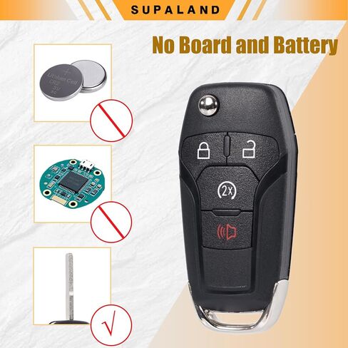 SUPALAND Flip Key Fob Shell Case Replacement Fits for Ford F150 F250 F350 F-150 F-250 Bronco Ranger Raptor 2015-2022 4-Button Remote Start Key Housing N5F-A08TDA 164-R8134 in Kuwait