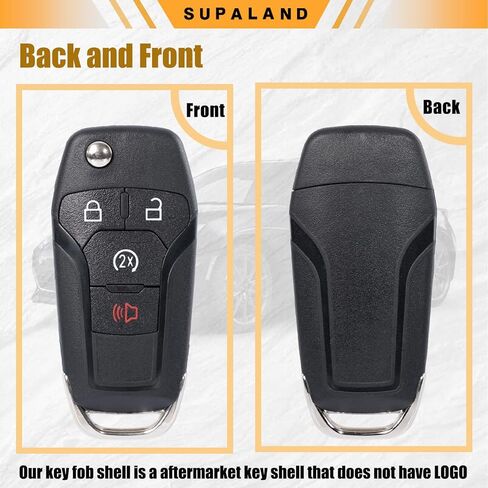 SUPALAND Flip Key Fob Shell Case Replacement Fits for Ford F150 F250 F350 F-150 F-250 Bronco Ranger Raptor 2015-2022 4-Button Remote Start Key Housing N5F-A08TDA 164-R8134 in Kuwait