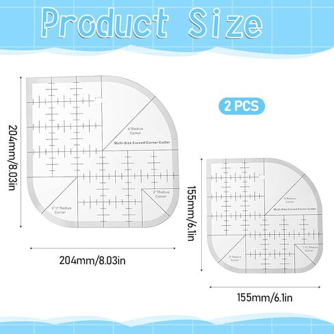 JJUNW Sewing Patchwork Template, Quilting Sewing Ruler, Acrylic Sewing-Patchwork Ruler Curved Corner Cutter-Ruler Sewing-Patchwork Template for DIY Multifunctional Tool in Kuwait