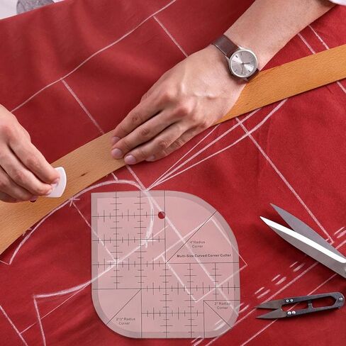 JJUNW Sewing Patchwork Template, Quilting Sewing Ruler, Acrylic Sewing-Patchwork Ruler Curved Corner Cutter-Ruler Sewing-Patchwork Template for DIY Multifunctional Tool in Kuwait
