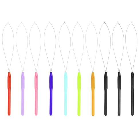 10 Pack Hair Extension Loop Needle Threader Tool, 8 Colors Pulling Hook and Bead Device Tools, Professional & DIY Hair Extension Tool Kit in Saudi Arabia