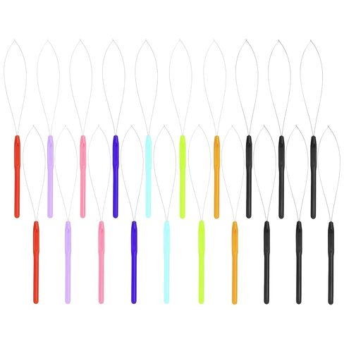 10 Pack Hair Extension Loop Needle Threader Tool, 8 Colors Pulling Hook and Bead Device Tools, Professional & DIY Hair Extension Tool Kit in Saudi Arabia