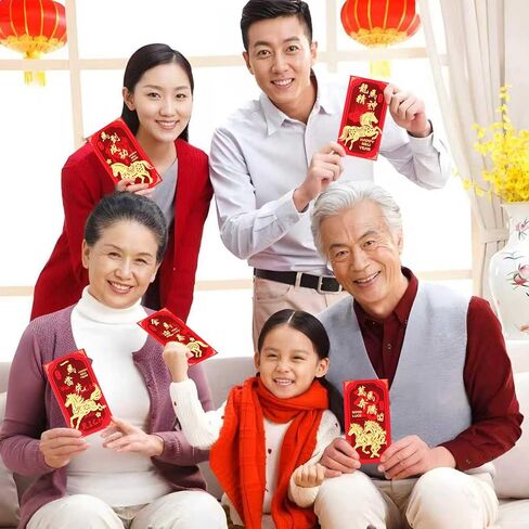 Chinese New Year Red Envelopes, Lunar New Year Envelopes Decorations Gifts Year of the Horse 2026 Red Envelope with 6 Golden Patterns for New Years Eve Party Supplies, Party Favors (18 Pcs 6.5*3.5in) in Saudi Arabia