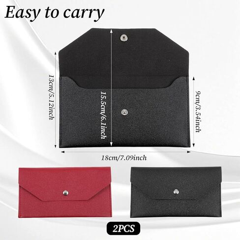 2PCS PU Leather Cash Envelope Wallet for Women, Reusable Envelope Wallet, Reusable Leather Cash Envelopes Wallets for Women Men Bill Planner in Kuwait