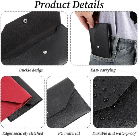 2PCS PU Leather Cash Envelope Wallet for Women, Reusable Envelope Wallet, Reusable Leather Cash Envelopes Wallets for Women Men Bill Planner in Kuwait