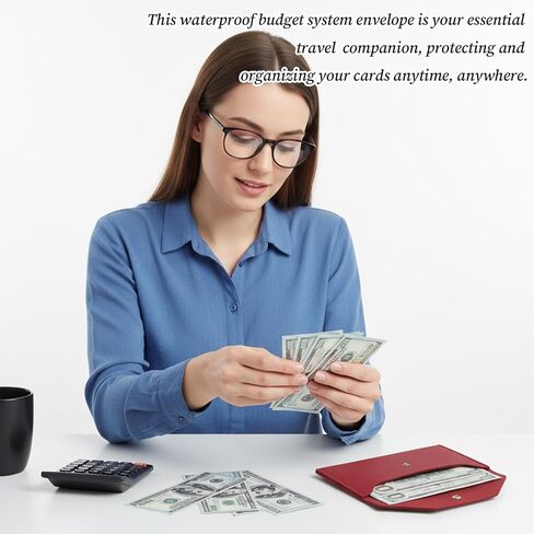 2PCS PU Leather Cash Envelope Wallet for Women, Reusable Envelope Wallet, Reusable Leather Cash Envelopes Wallets for Women Men Bill Planner in Kuwait