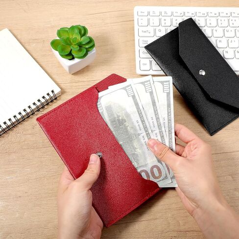 2PCS PU Leather Cash Envelope Wallet for Women, Reusable Envelope Wallet, Reusable Leather Cash Envelopes Wallets for Women Men Bill Planner in Kuwait